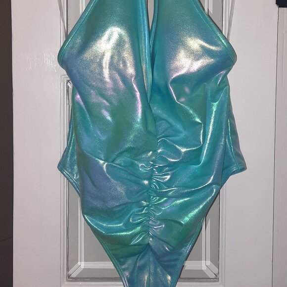 Bozzolo Summer Fever Shimmer Ruched 1 Piece Swimsuit - Blue - Picture 4 of 11